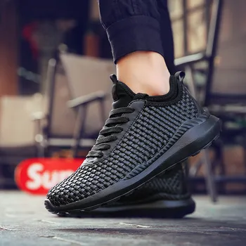 

Mesh Breathable 2019 Casual Shoes Men Sneakers Lace-Up Comfortable Light Shoes Man Adult Unisex Travel Shoes New Black White