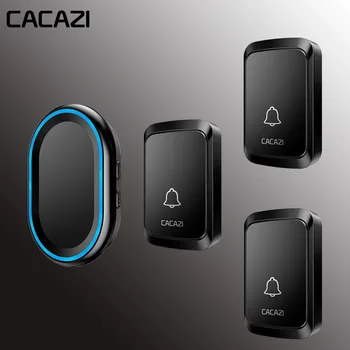 

CACAZI Wireless Doorbell Intelligent LED Night light Home bell Waterproof 58 Chimes 300M Remote 3 Button 1 Receiver US EU Plug