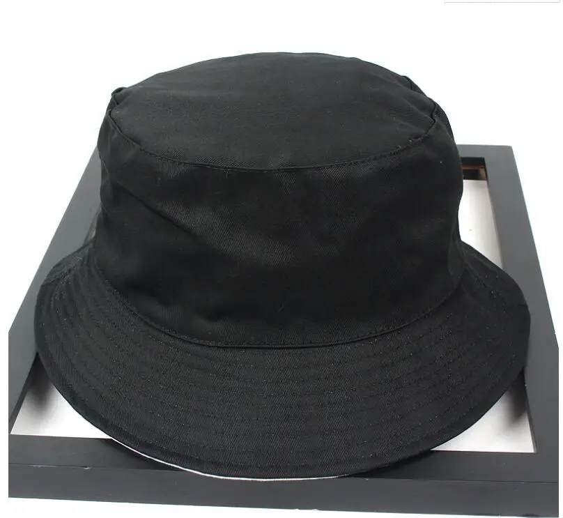 Two side reversible black white solid Bucket Hat unisex chapeau fashion fishing hiking hat Bob Caps women men panama hat summer