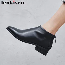 Lenkisen/; Повседневная обувь из натуральной кожи с круглым носком на низком квадратном каблуке; сезон осень-зима; классические школьные женские ботильоны в британском стиле; L01
