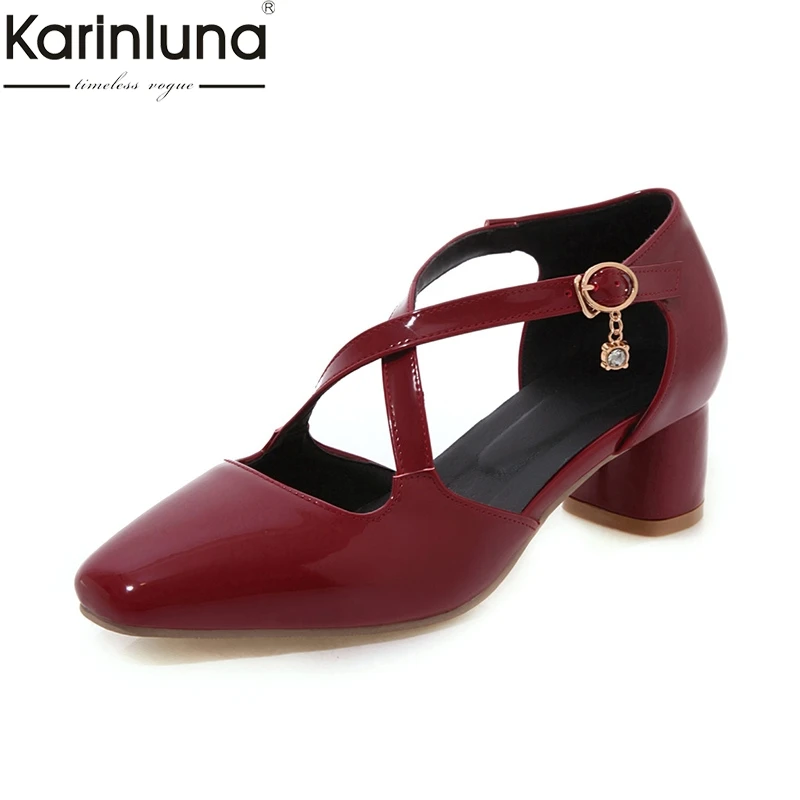 

KarinLuna Fashion big Size 31-48 Chunky Heels Summer women Sandals Shoes Women Cross-strap office lady party Shoes Woman sandals