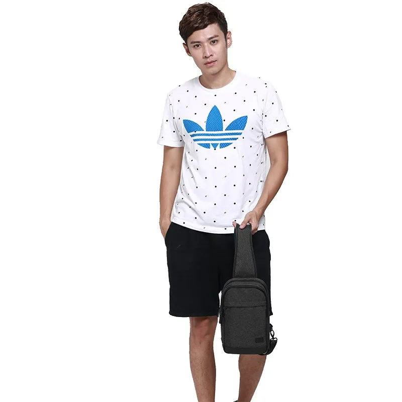 

Preppy style men's cross body bag geometric pen pouch jacquard chest shoulder bag man's wide strap shoulder