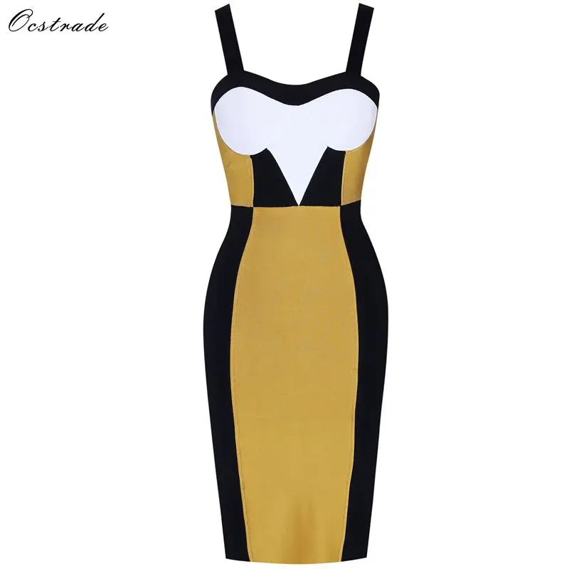 

Ocstrade 2019 New Arrival Women Ginger Sexy Strapy Sleeveless Rayon High Quality Bandage Dress Bodycon