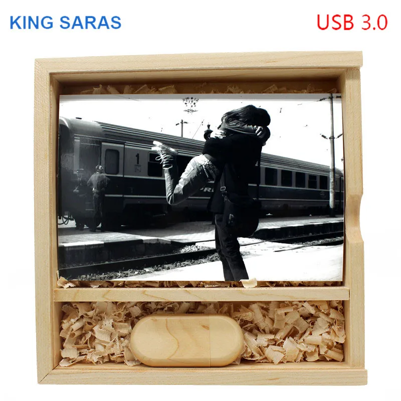 Король SARAS usb 3,0 фон для фотосъемки на заказ деревянные + коробка usb флеш-накопитель 4 ГБ 8 ГБ оперативной памяти, 16 Гб встроенной памяти, 32
