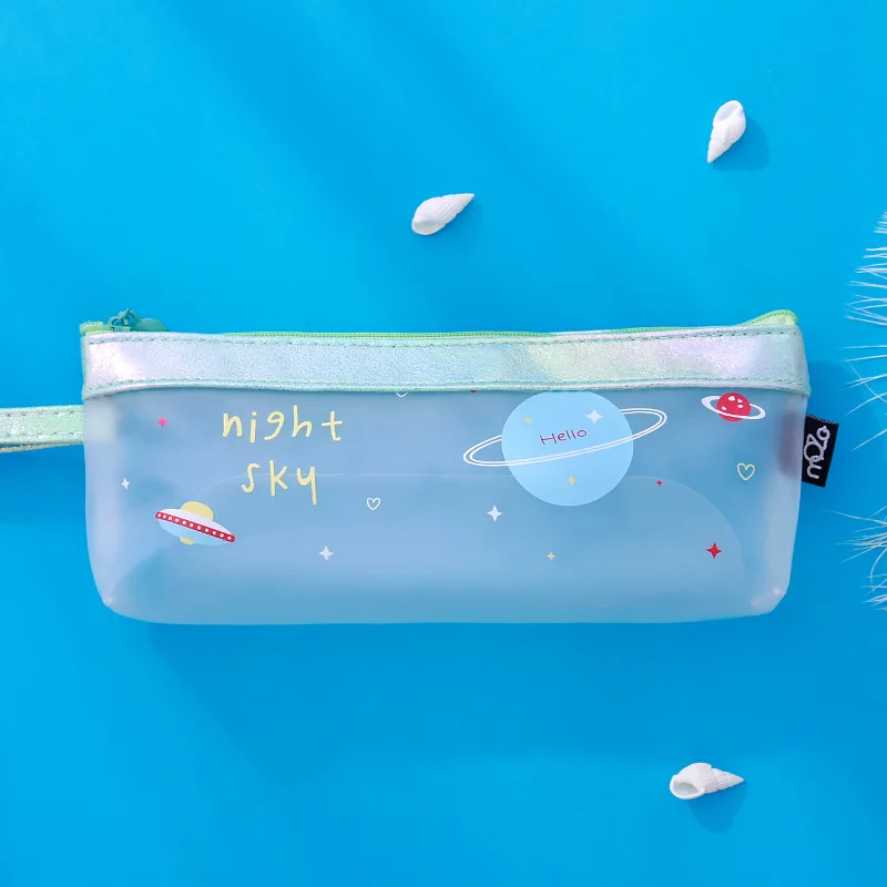 Портативный чехол-карандаш с изображением планеты для девочек, милая прозрачная сумка для хранения со звездами, сумочка для ручек, канцелярские принадлежности, подарок, школьные офисные принадлежности Zakka - Цвет: lv