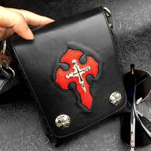 Высококачественная кожаная сумка-мессенджер в стиле панк в готическом стиле, черный кошелек