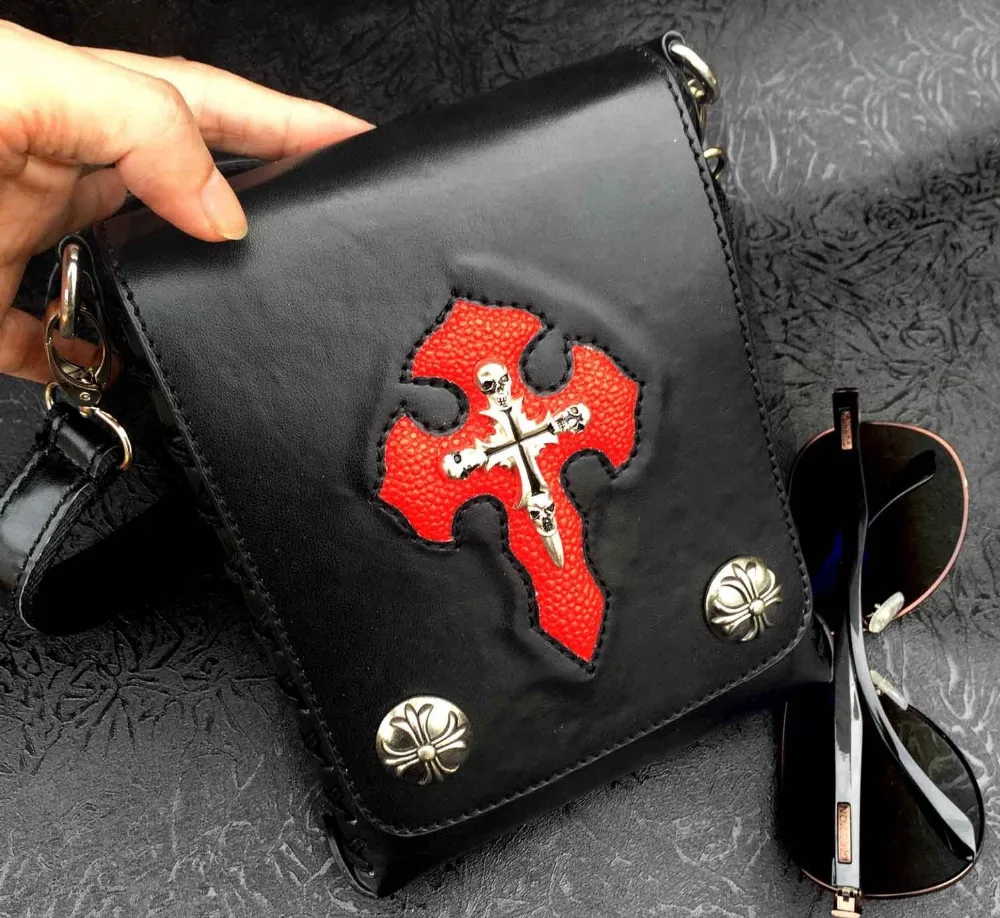 High Quality Leather Punk Goth Style Fashion Shoulder Messenger Bag