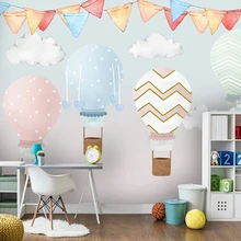 Пользовательские размеры Современная ручная роспись детская комната горячий воздушный шар фото обои Девушка Спальня милый мультяшный плакат Papel де Parede 3D