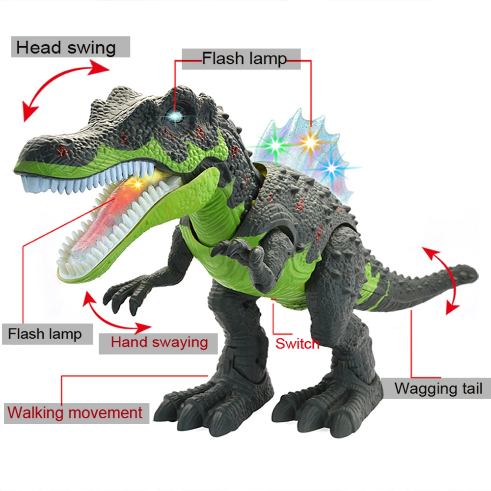 Электрическая игрушка Большой размер шагающий динозавр с легким звуком Tyrannosaurus Rex детские игрушки 1 шт. электрическая игрушка