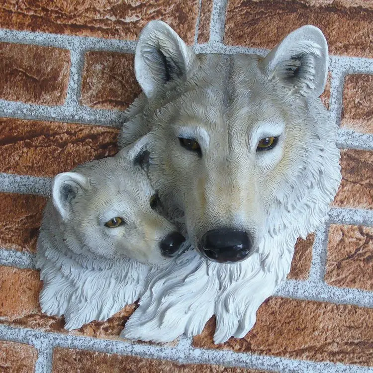  Resin creative wall animal murals wall decoration wolf head bedroom wall stickers TV background wal - 32830005214