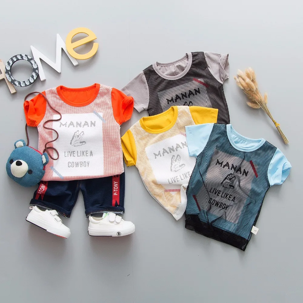 

ZWXLHH 2019 Summer Children Toddler Shorts Set Baby Boys Clothing Sets Cotton t Shirt + Shorts Suit Infant Kids Clothes Suit