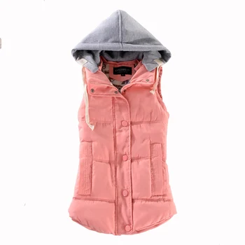 

2018 winter women vest thick casual hood outwear jackets women waistcoat winter coat women veste femme vests of women gilet