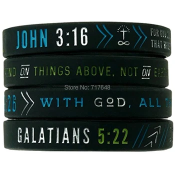 

40pcs Christian with Scriptures Bible JOHN COLOSSIANS MATTHEW GALATIANS wristband silicone bracelets free shipping by epacket A