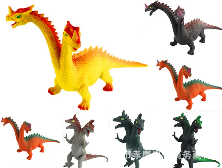 Динозавр модель игрушки Детская игрушка модель двуглавый динозавр двойная голова дракон подарок для детей Детские звуковые игрушки