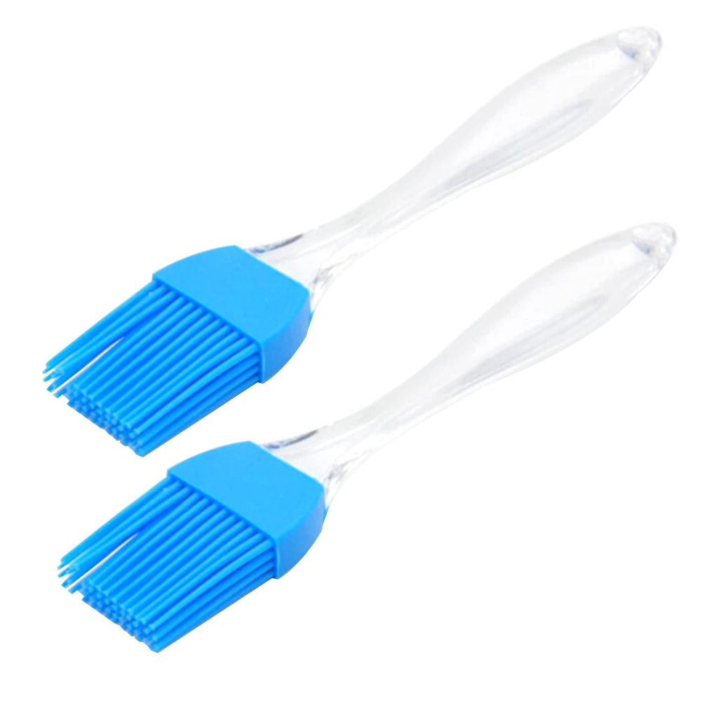 2pcs Heatproof Silicone Brush with Transparent Handle Oil Sauce Cream