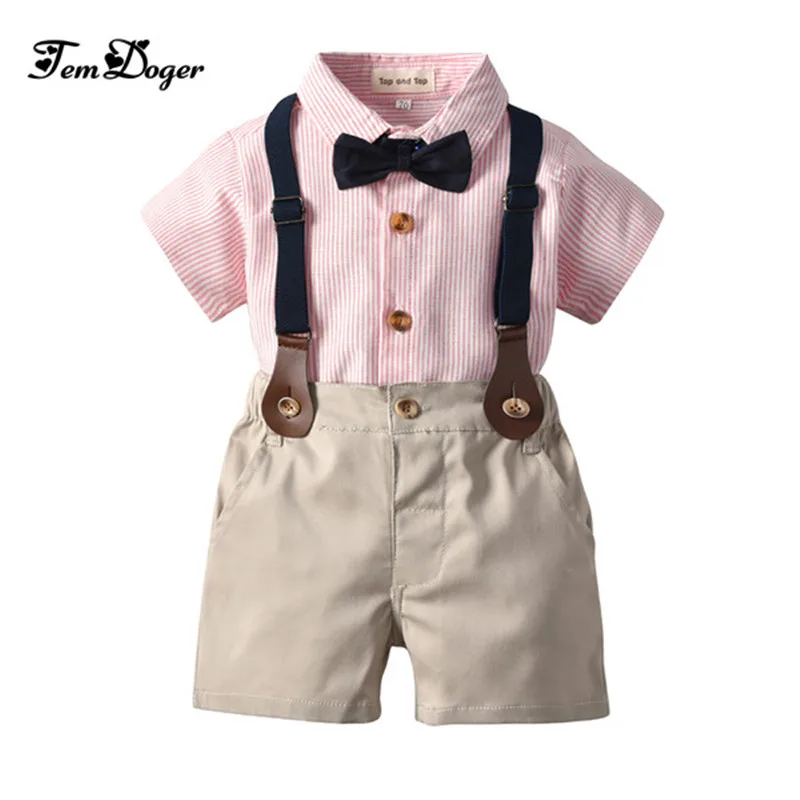 

Tem Doge Baby Boy Clothing Set Summer Infant Newborn Boys Clothes Shorts Sleeve Tops+Suspender Shorts 2PCS Fashion Bebes Clothes