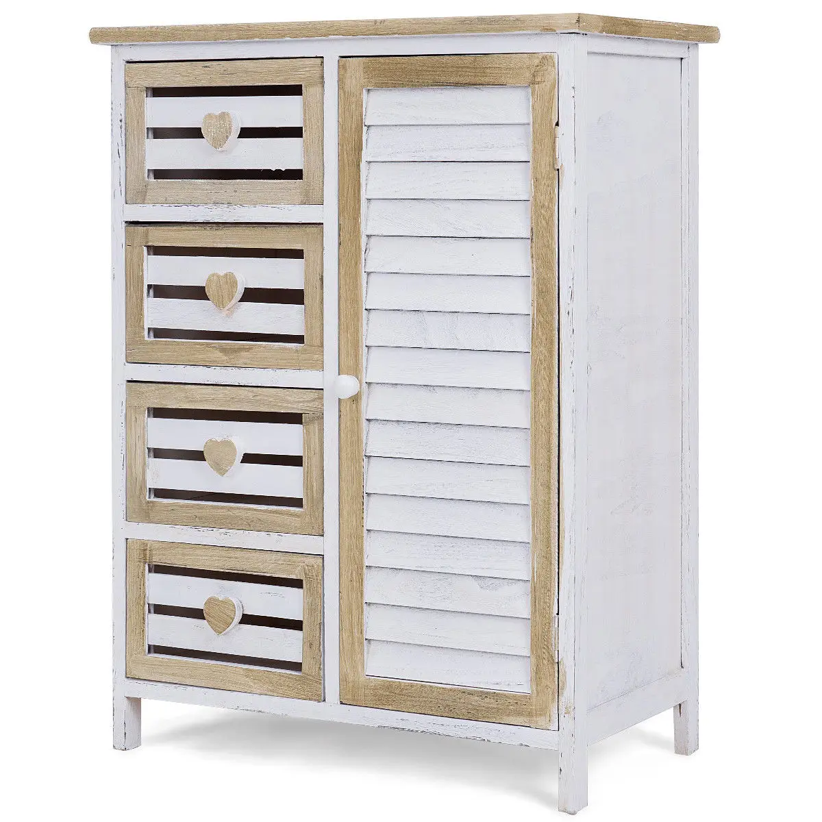 Giantex Wooden Free Standing Storage Cabinet 4 Bin Type Drawers