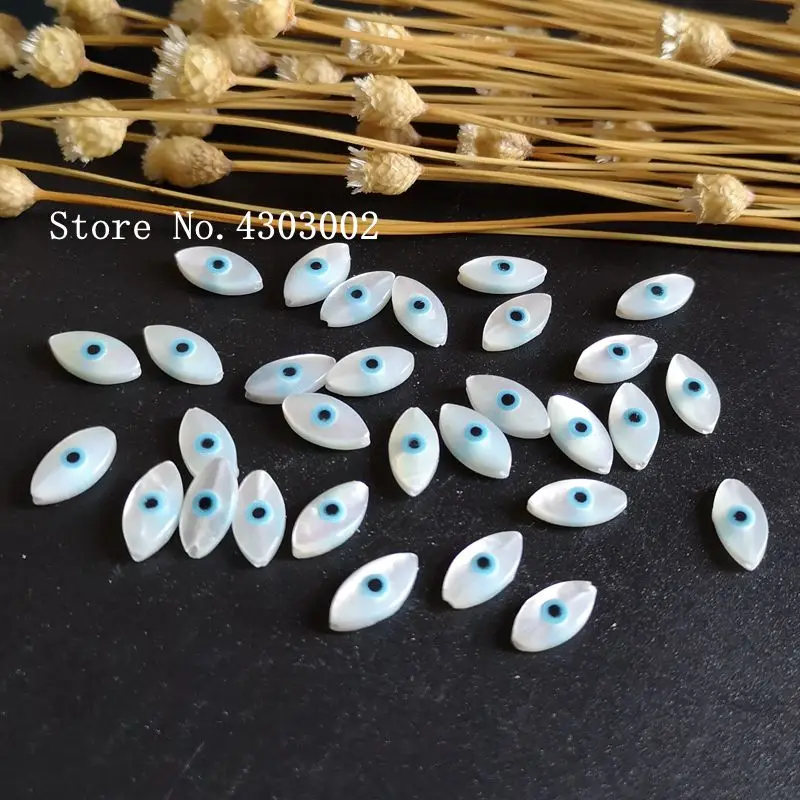 

30pcs/lot 5x10mm Natural Blue Evil Eye Mother of Pearl shell for DIY Jewelry Marquise Cut MOP Pearl Shell Beads