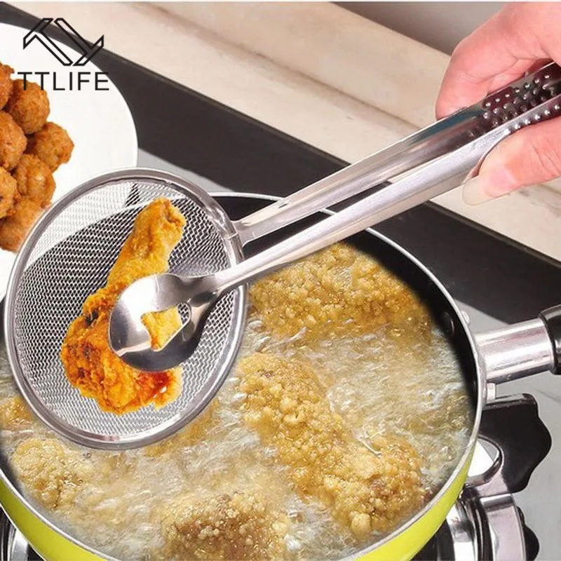 

TTLIFE Multi-functional Filter Spoon With Clip Food Kitchen Oil-Frying Salad BBQ Filter Kitchen Gadgets Accessories Colanders