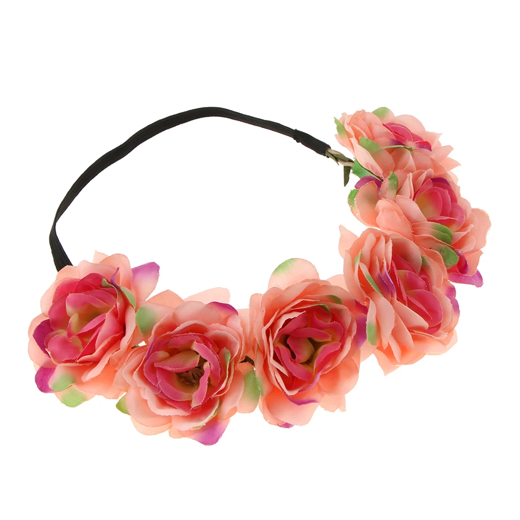 Gorgeous Women Flower Crown Wreath Rose Headbands Floral Garland Wedding Festival Hair Accessories Beach Wedding Headpiece