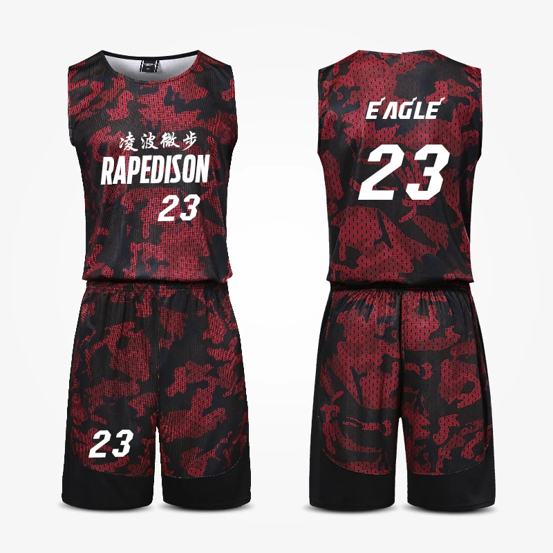 

New camouflage throwback basketball jerseys sets men's blank team basketball jerseys uniform sports training jerseys suits print