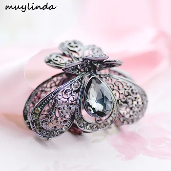 

Mix Design Retro Rhinestone Filigree Flower Hair Claw Hair Clip Women Crystal Flower Hair Claw Clamp Metal Hair Accessories