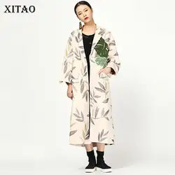 [XITAO] Корея новые модные Для женщин 2018 осень свободные отложной воротник, длинный рукав Повседневное X-длинные шерстяные ZLL2074