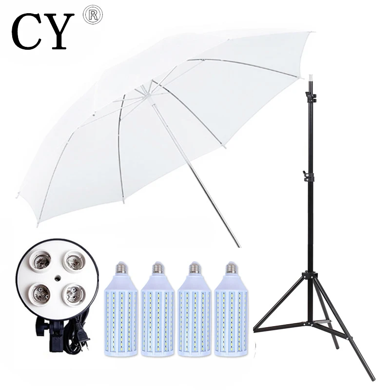 

Photo Stand Kit 4pcs 40w LED Light 83CM Studio White Transparent Umbrella+4*E27 Socket+200cm Light stand Umbrella Lighting kits