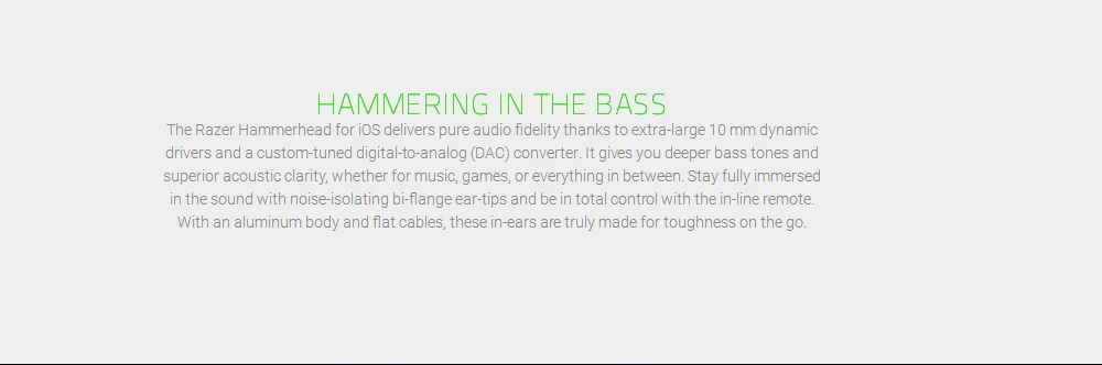 Razer Hammerhead iOS Lightning Earbuds DAC Custom-Tuned Dual-Driver Technology - in-Line Mic Headphones Handsfree 12 9