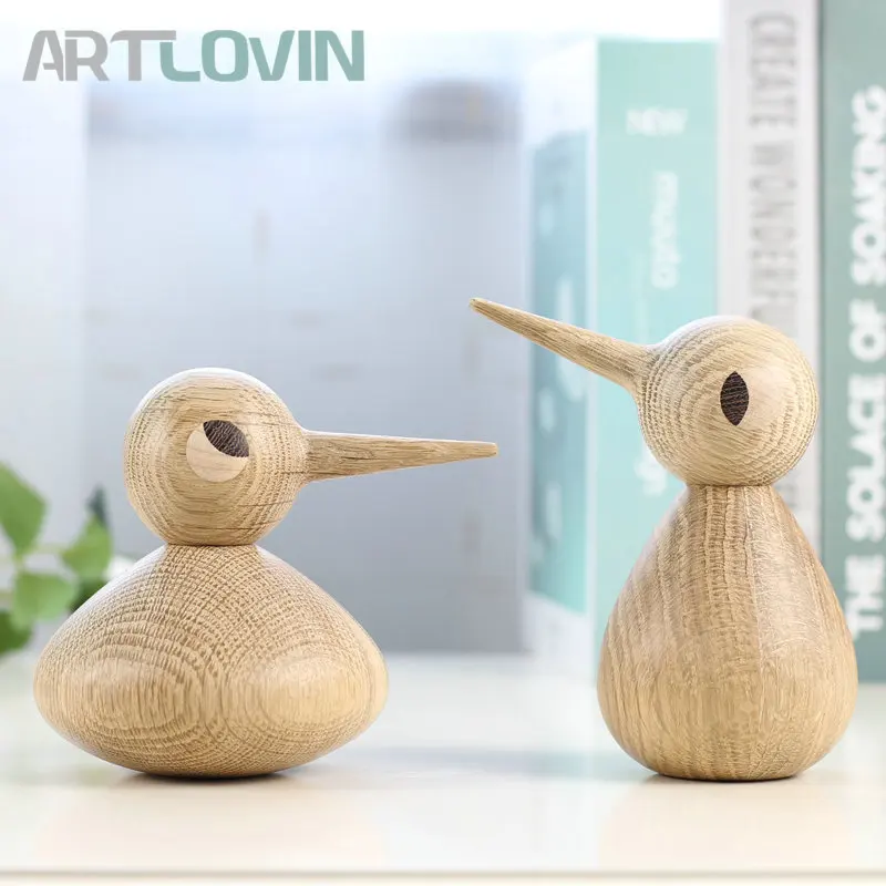 Kopen Nieuwe Aankomst Nordic Denemarken Massief Eiken Houten Vogel Abstract Ornament Home Decoratie Beeldje Houten Marionet Gift Interieur Decor