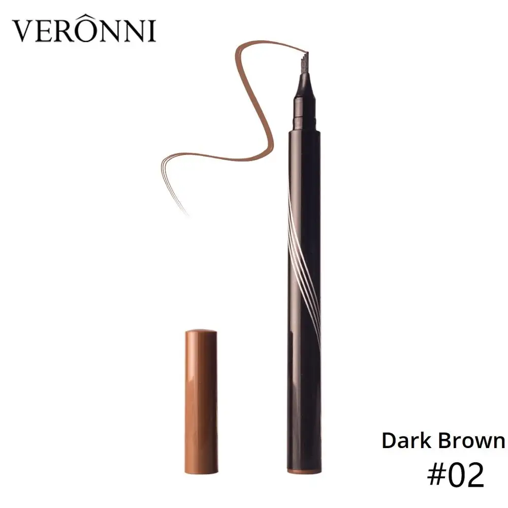 VERONNI 4 цвета карандаш для бровей Макияж бровей расширение 3D брови оттенок натуральный Maquillaje жидкая ручка для татуажа бровей - Цвет: 02 Dark Brown