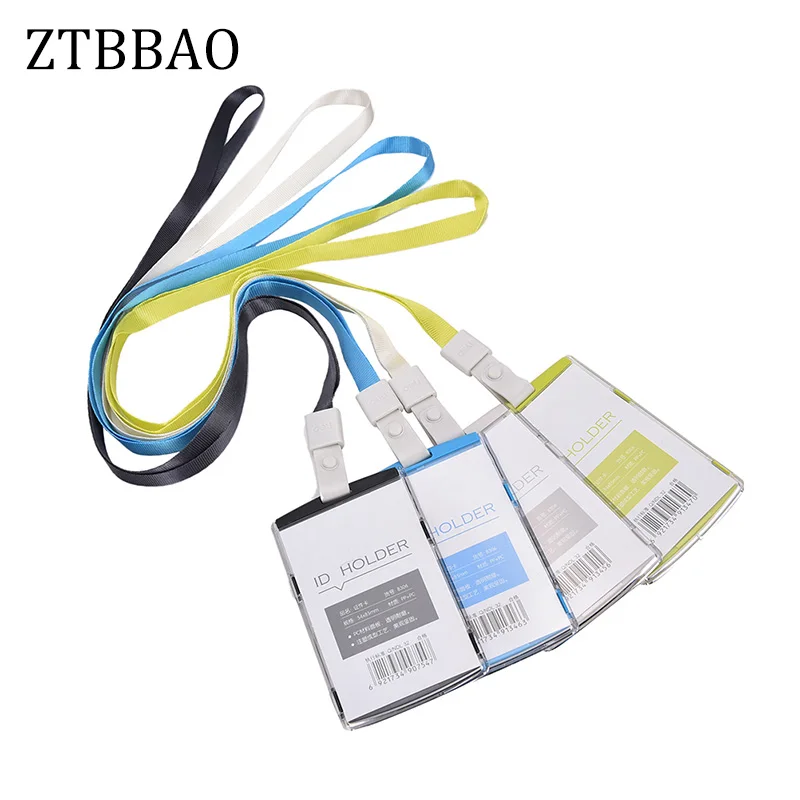 1PC Plastic Passport Cover With Colorful Nack Lanyard Name Badge Card Case Business Card Holder Card Bag Company Office Supplies