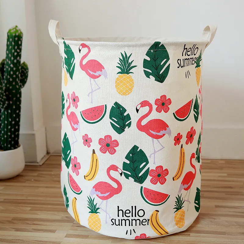 40*50 سنتيمتر النسيج سلات تخزين للعب 2018 يترك طباعة الملابس القذرة سلة الغسيل المنظم الغسيل تخزين وتنظيم منزلي