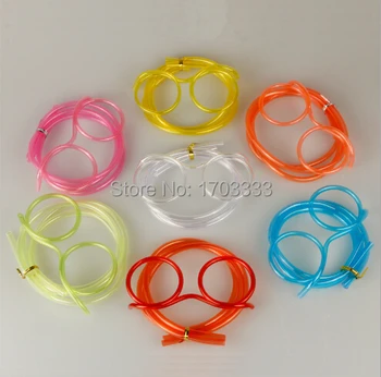

500pcs/lot Novelty items Amazing Silly multi-colors Glasses Funny Drinking Straw glasses Frames for party favor Wholesale
