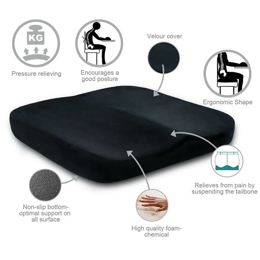 Comfort Chair Car Seat Cushion Orthopedic Memory Foam Coccyx Cushion