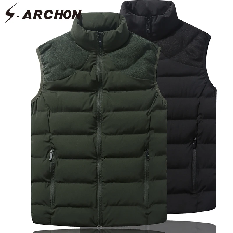 

S.ARCHON Casual Warm Tactical Vest Men Military Hoodie Casual Street Vest Winter Sleeveless Photography Cotton Waistcoats
