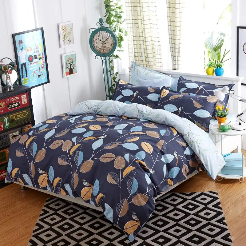 4pcs Double sided Twill Bedding Set Spring Day Full Queen Twin Size