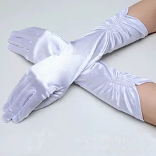 Полный палец черные красные атласные свадебные перчатки жемчуг Элегантные белые свадебные перчатки леди формальные банкетные перчатки для невесты вечерняя вечеринка