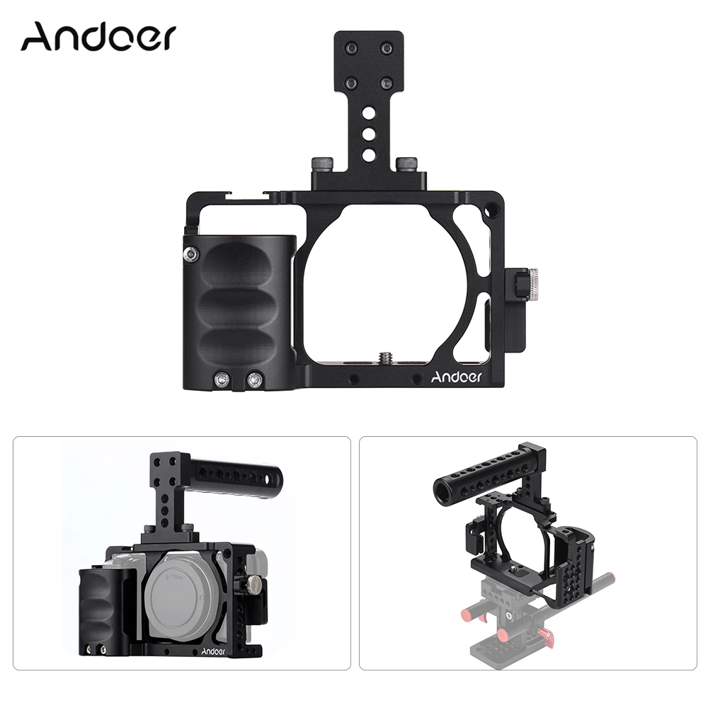 Andoer стабилизатор видеокамеры клетка+ рукоятка+ Топ Ручка Комплект с кабелем Зажим для sony A6000 A6300 A6500 NEX7 ILDC