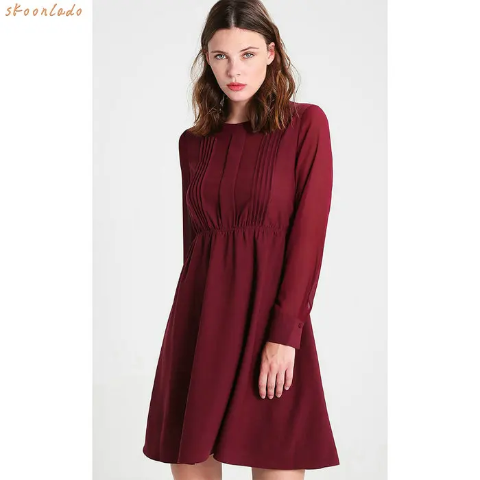 

women clothing long sleeve dresses lady fashion showing clothes female red color preppy casual hotsale holiday dating young look