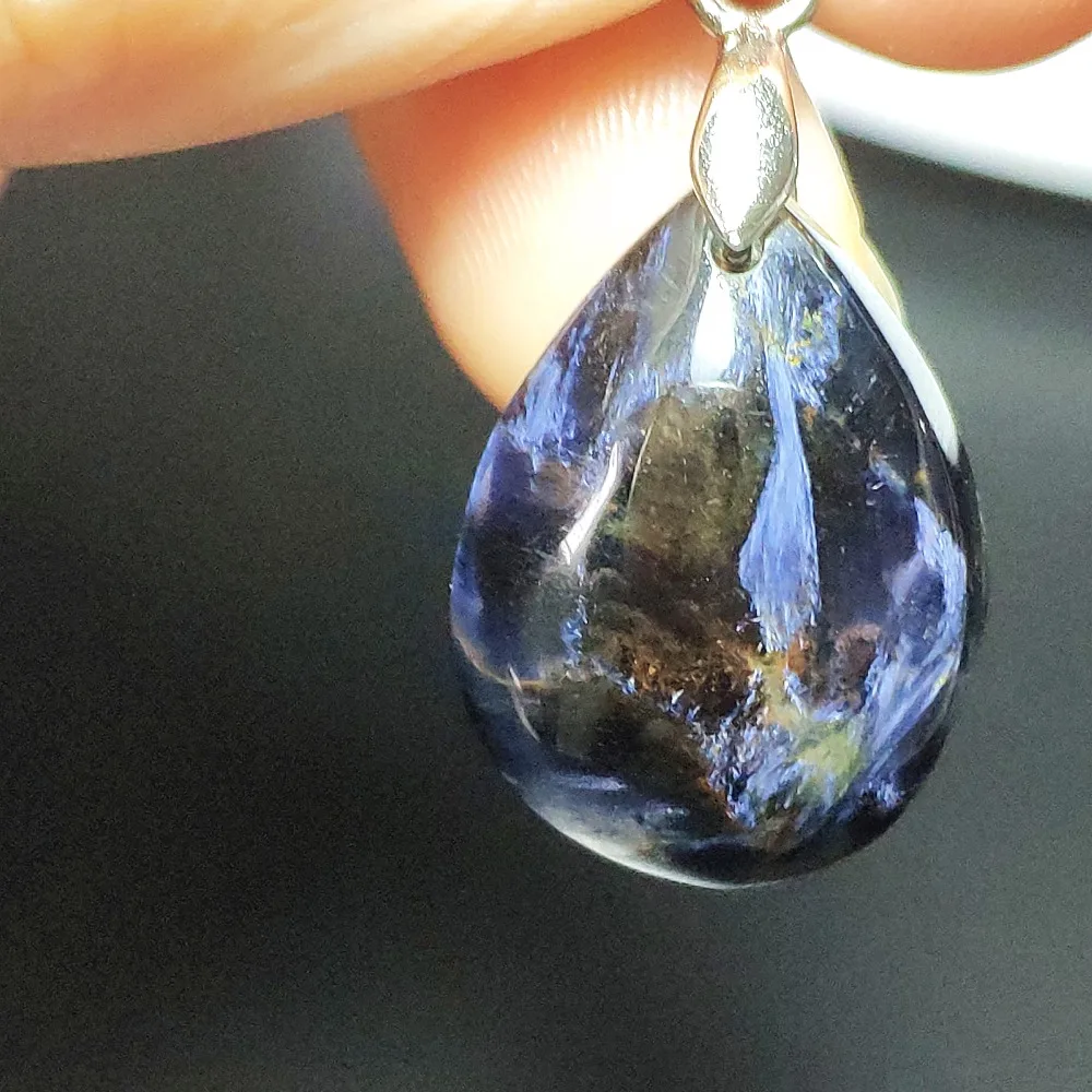 

Genuine Natural Blue Pietersite Pendant For Woman Man Gift 49.7x22.3x9mm Bead From Namibia Water Drop Jewelry Pendant AAAAA