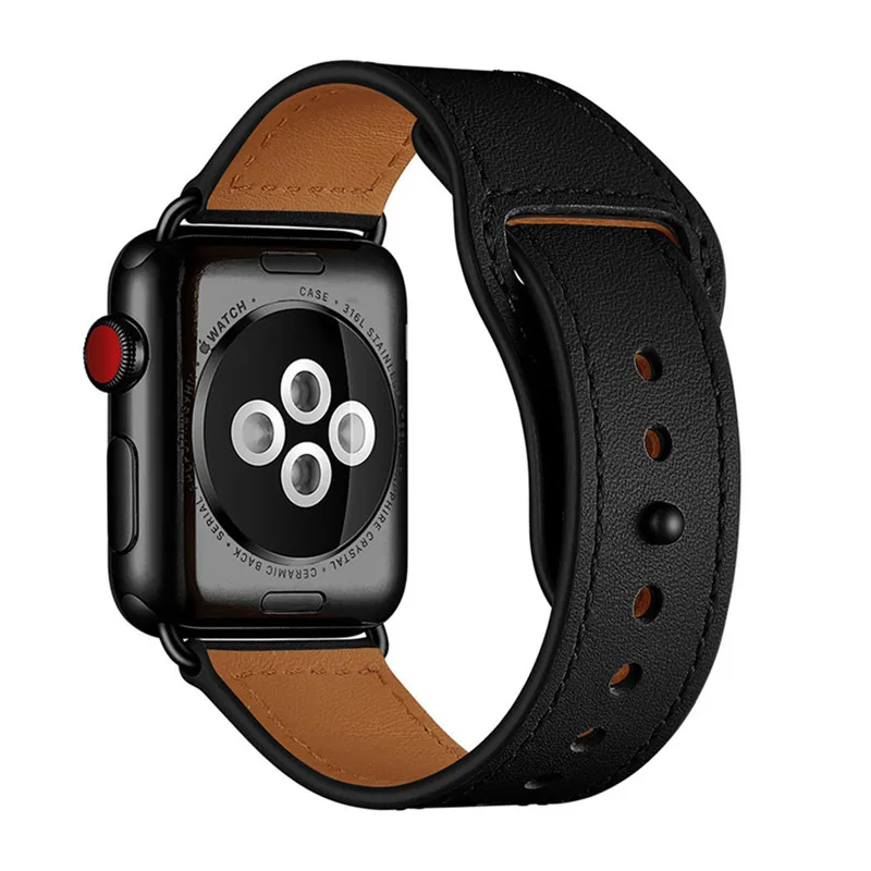 

Black Genuine Leather Watch Band Strap For Apple Watch 38mm 42mm , VIOTOO Leather Loop Watch strap Band For iwatch 40mm 44mm