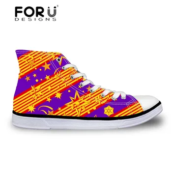 

FORUDESIGNS New Striped Canvas Shoes Men Lace-up Flat High Top Style Shoes Girly Lovers Chaussures Breathable Shoes
