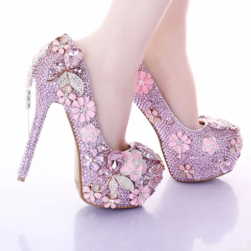 Роскошный Серебристый Стразы Свадебная обувь с украшением в виде кристаллов с застежкой на лодыжке Юбилей вечерние туфли на высоких каблуках, ручная работа, 5 дюймов