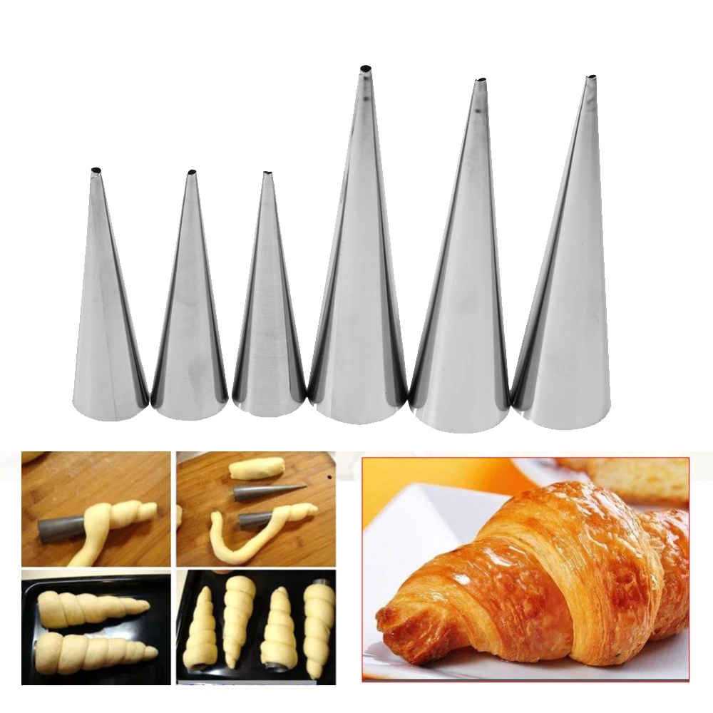 3Pcs Spiral Baked Mold Stainless Steel Croissants Molds DIY Horn Baking