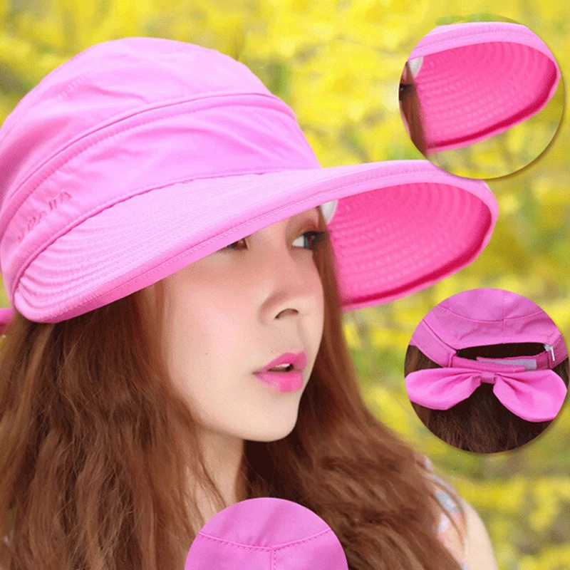Женская летняя Солнцезащитная шляпа для девочек, модные УФ-защиты, анти-УФ кепки с козырьками, Солнцезащитная Складная купольная шляпа для пляжа, путешествий, пеших прогулок