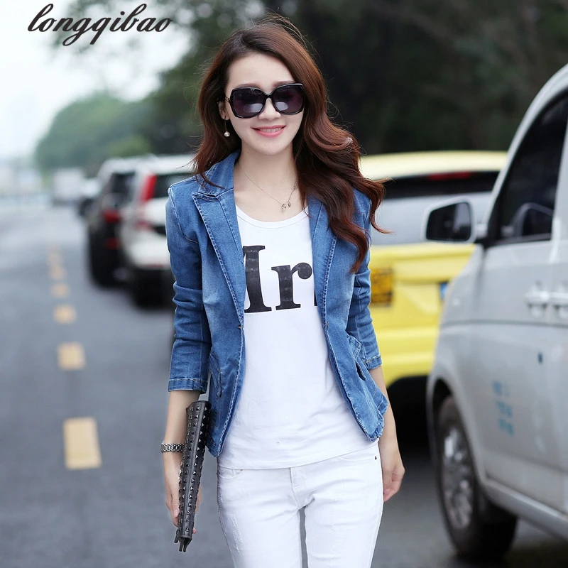 Женская короткая джинсовая куртка с длинным рукавом весна осень 2017|fashion jacket|jacket
