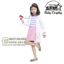 4 Pcs Set Top Dress Coat Headwear Doctor Costume Girl s Cosplay Fantasia Fancy Dress Children