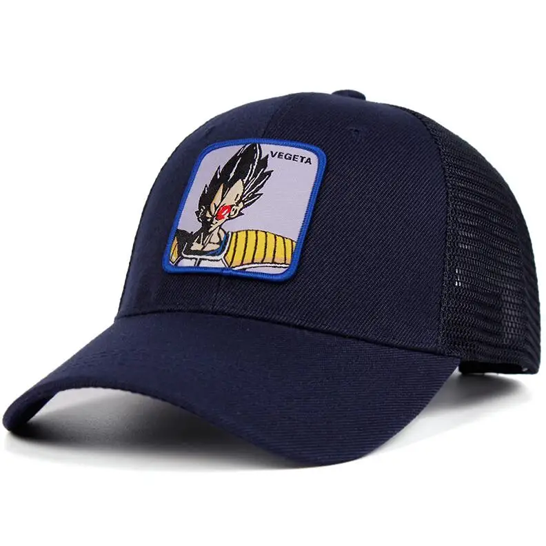 VEGETA сетчатая шапка Dragon Ball Z Snapback BULMA хлопок Saiyan бейсболка для мужчин и женщин хип хоп дальнобойщик папа шляпа лето дропшиппинг - Цвет: Тёмно-синий