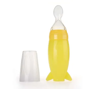 

120ML High Quality Baby Silicone Squeeze Feeder Flowing Food Feeding Bottle Rice Starch Express Feeding Spoon Plus Dust Cover